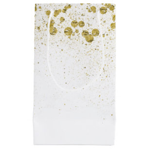 Sacola Para Presentes Pequena Glittery Dourado Confetti