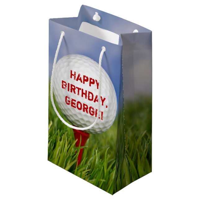 Sacola Para Presentes Pequena Golf Ball Birthday (Frente inclinada)