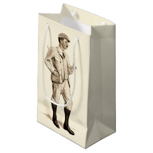Sacola Para Presentes Pequena Golfer Vintage com Pipe e Raízes de Cigarro