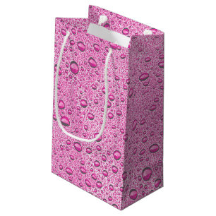 Sacola Para Presentes Pequena Gotas de água rosa quente