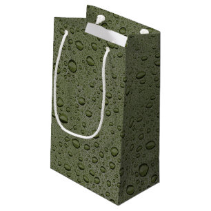 Sacola Para Presentes Pequena Gotas de água verde-oliva