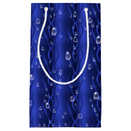 Sacola Para Presentes Pequena Gotas de chuva em metal azul