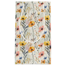 Sacola Para Presentes Pequena Gouache Meadow Flowers Padrão