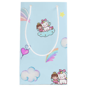 Sacola Para Presentes Pequena Gradiente mágico do padrão arco-íris da Princesa d