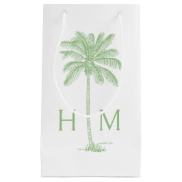 Sacola Para Presentes Pequena Green Coastal Palmetto Palm Monogram