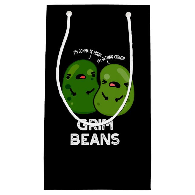 Sacola Para Presentes Pequena Grim Beans Funny Veggie Puns Escuros BG (Frente)