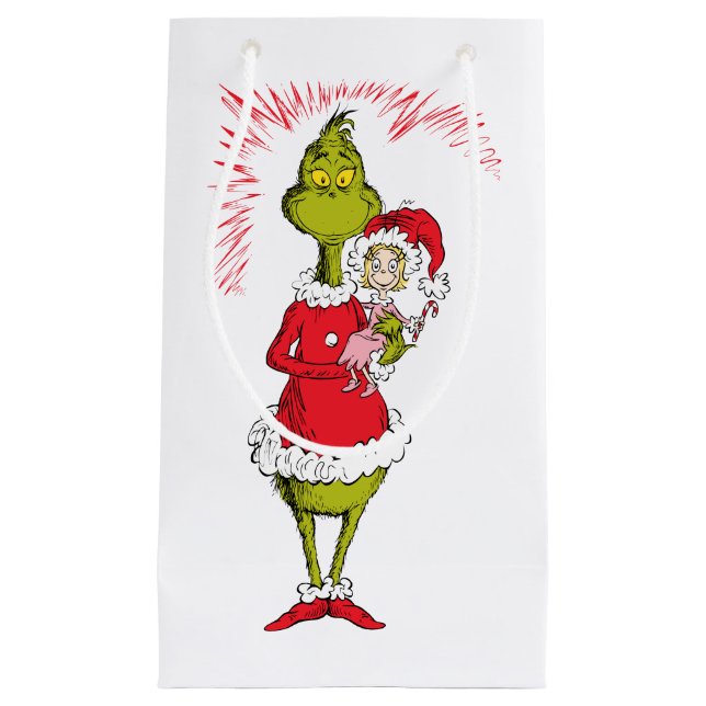 Sacola Para Presentes Pequena Grinch Holds Cindy Lou Who (Frente)