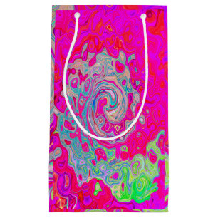Sacola Para Presentes Pequena Groovy Abstrato Redemoinho Azul Turquesa e Vermelh