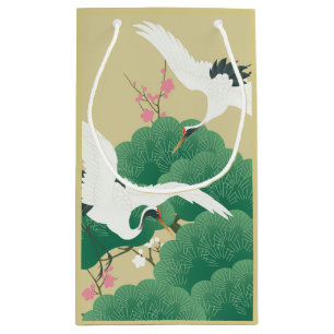 Sacola Para Presentes Pequena grua japonesa e árvore do pinheiro
