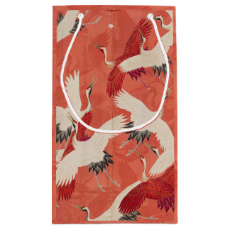 Sacola Para Presentes Pequena Gruas japonesas Red Kimono Gift Bag