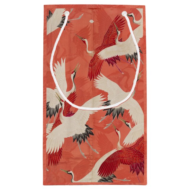 Sacola Para Presentes Pequena Gruas japonesas Red Kimono Gift Bag (Verso)