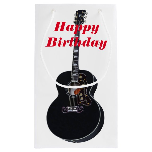 Sacola Para Presentes Pequena Guitar Birthday Gift Bag (Verso)