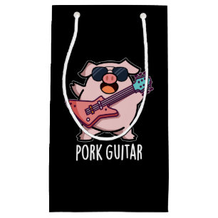 Sacola Para Presentes Pequena Guitarra de Porco Engraçada Violão de Rocha Porco