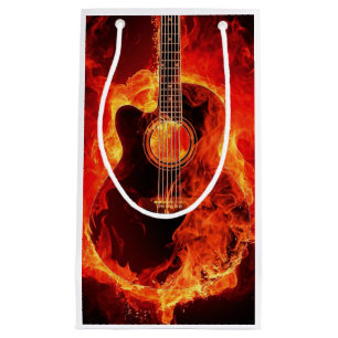 Sacola Para Presentes Pequena Guitarra no fogo