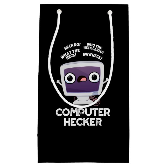 Sacola Para Presentes Pequena Hacker Engraçado Hecker Dark BG (Frente)