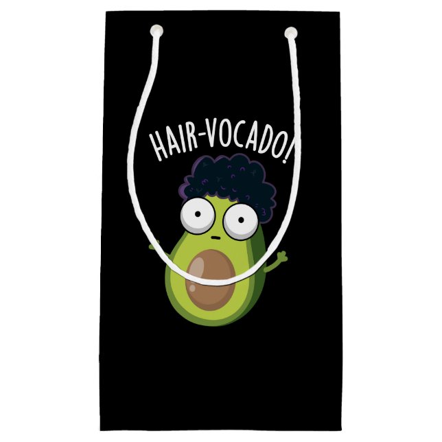 Sacola Para Presentes Pequena Hair-vocado Funny Avocado Puns Dark BG (Frente)