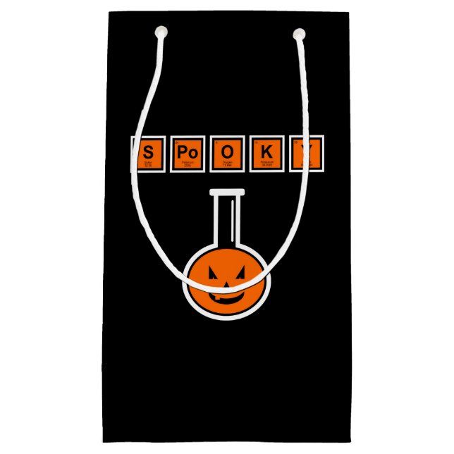 Sacola Para Presentes Pequena Halloween Chemistry Spooky Pumpkin Gift Bag (Frente)