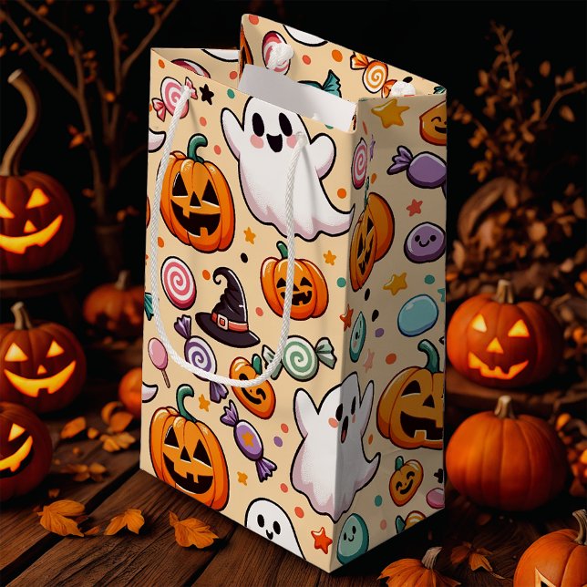 Sacola Para Presentes Pequena Halloween Doodles (Criador carregado)