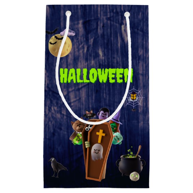 Sacola Para Presentes Pequena Halloween - Monstros (Frente)