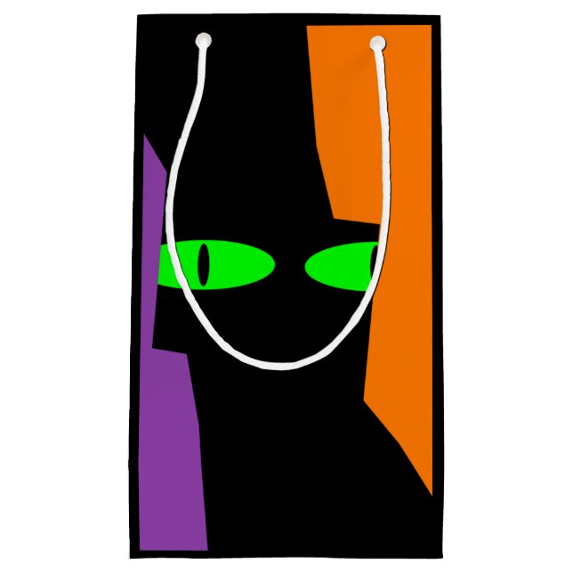 Sacola Para Presentes Pequena Halloween Spooky Kooky Black Cat Eyes (Frente)