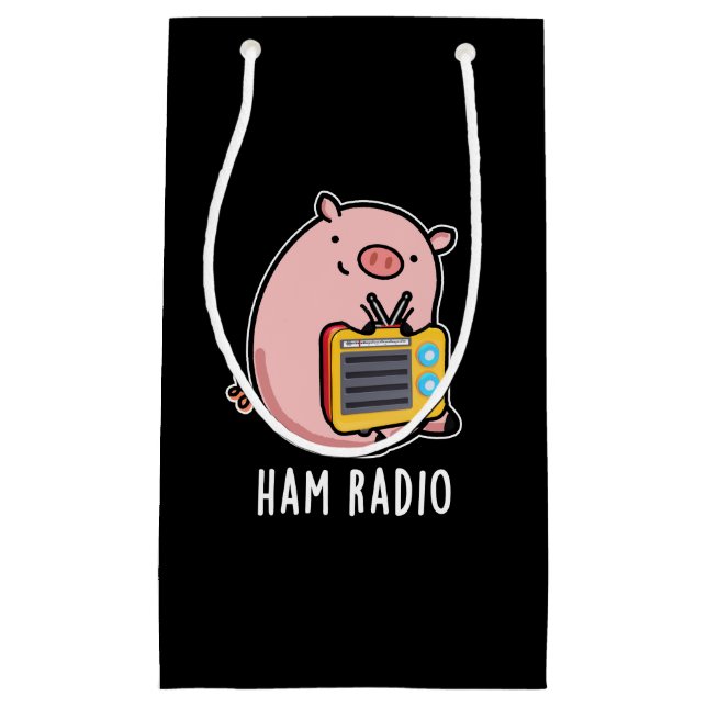 Sacola Para Presentes Pequena Ham Radio Funny Pig Dark BG (Frente)