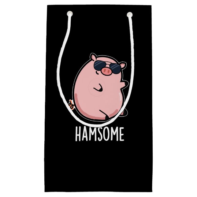 Sacola Para Presentes Pequena Hamsome Funny Pig Dark BG (Frente)