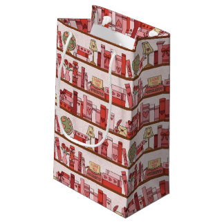 Sacola Para Presentes Pequena Hand Drawn Book Lover Pattern Gift Bag