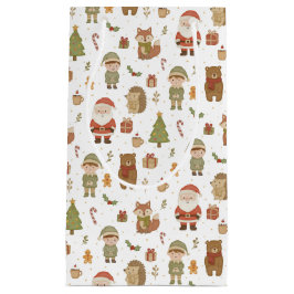 Sacola Para Presentes Pequena Hand Drawn Christmas Woodland Gift Bag