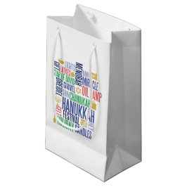 Sacola Para Presentes Pequena Hanukkah Words Holiday Gift Bag