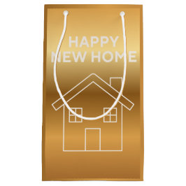 Sacola Para Presentes Pequena Happy New Home - Gold Gradient background