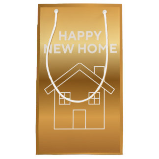 Sacola Para Presentes Pequena Happy New Home - Gold Gradient background