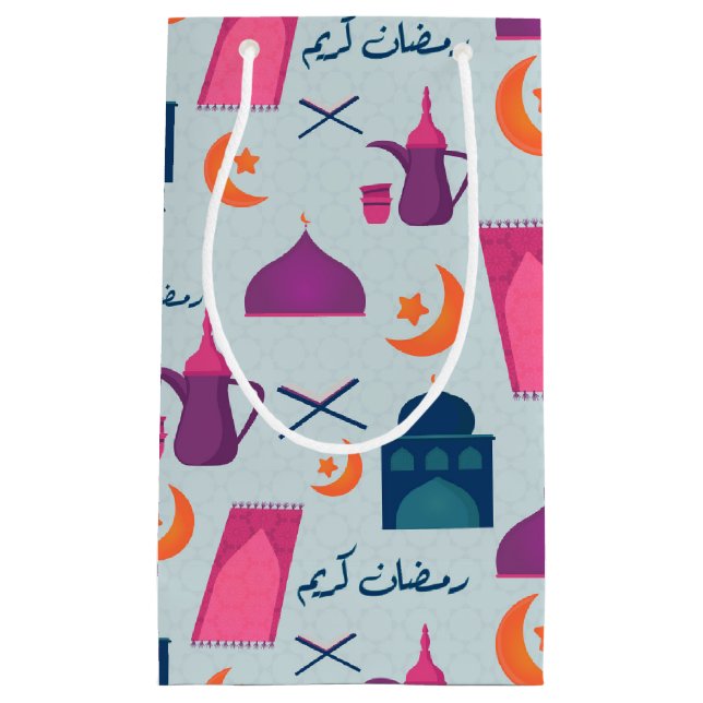 Sacola Para Presentes Pequena Happy Ramadan Pattern (Frente)