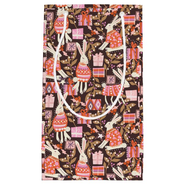 Sacola Para Presentes Pequena Hares de Feriado (Frente)