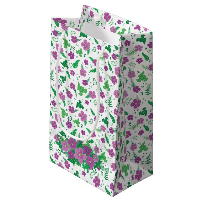 Sacola Para Presentes Pequena Hibisco Roxo (Frente inclinada)