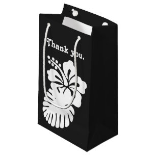 Sacola Para Presentes Pequena Hibisco tropical em Black Gift Bag