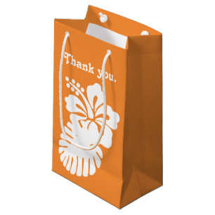 Sacola Para Presentes Pequena Hibisco tropical em Orange Gift Bag