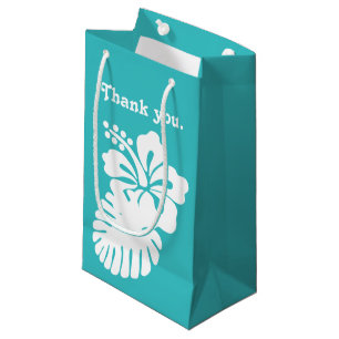Sacola Para Presentes Pequena Hibisco tropical em Turquoise Gift Bag