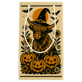 Sacola Para Presentes Pequena Highland Cow Halloween Gift Bag