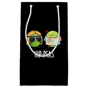 Sacola Para Presentes Pequena Hip-peas Engraçado Hippie Peas Pun Dark BG