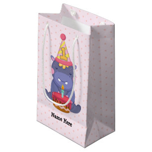 Sacola Para Presentes Pequena Hipopótamo do primeiro aniversario