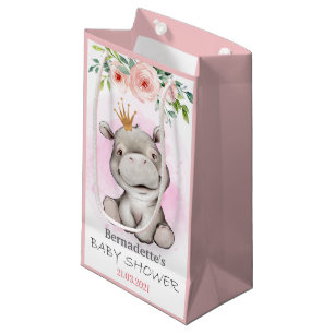 Sacola Para Presentes Pequena Hippo Princess Wild Safari Chá de fraldas