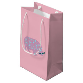 Sacola Para Presentes Pequena Hippopotamus Rosa Mustache Gift Bag