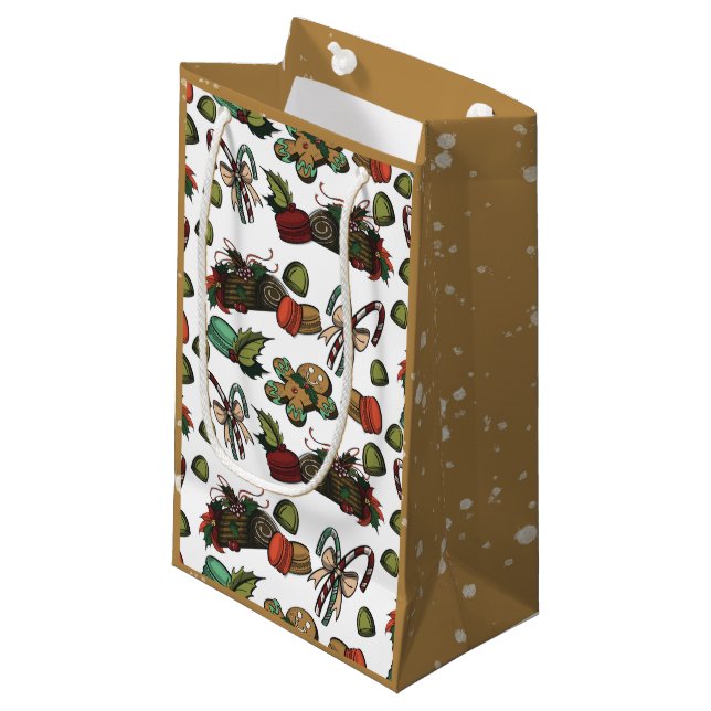 Sacola Para Presentes Pequena Holiday Sweets (Frente inclinada)