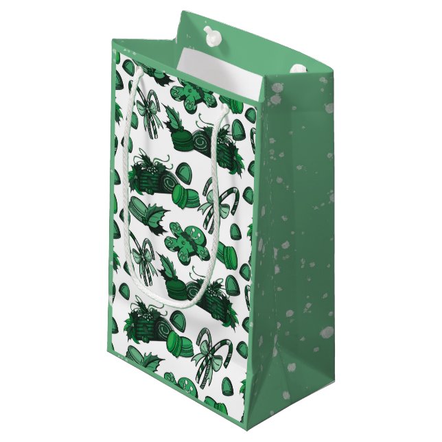 Sacola Para Presentes Pequena Holiday Sweets- Mint (Solid) (Frente inclinada)