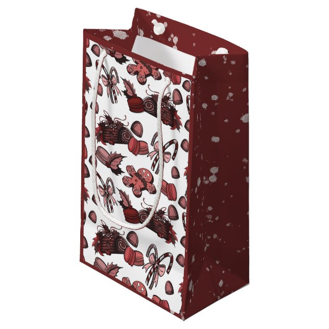 Sacola Para Presentes Pequena Holiday Sweets- Peppermint (Solid) (Frente inclinada)