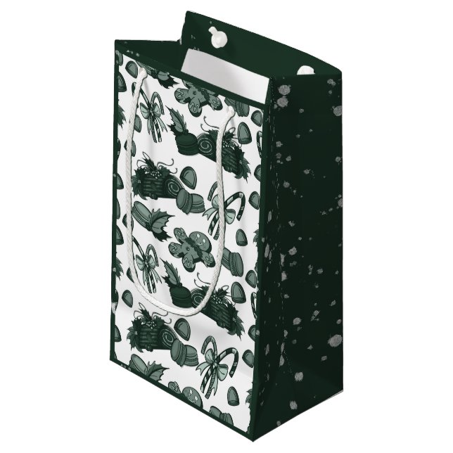 Sacola Para Presentes Pequena Holiday Sweets- Pine (Solid) (Frente inclinada)