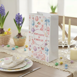 Sacola Para Presentes Pequena Hoppy Easter Sweet Girl Coquette Bunny Gift Bag