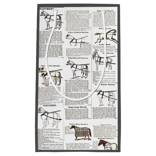 Sacola Para Presentes Pequena Horse Antique Advertising Newpaper Art (Frente)