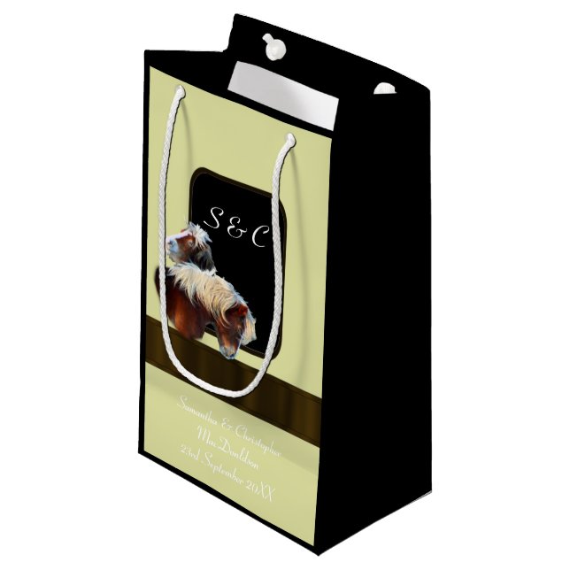 Sacola Para Presentes Pequena Horse e equestre de pônei (Frente inclinada)