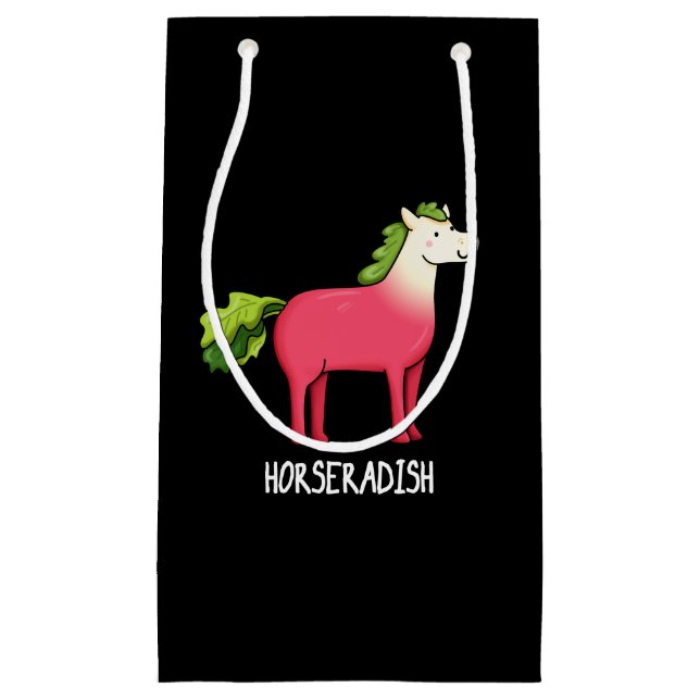 Sacola Para Presentes Pequena Horseradish Funny Horse Pun Dark BG (Frente)